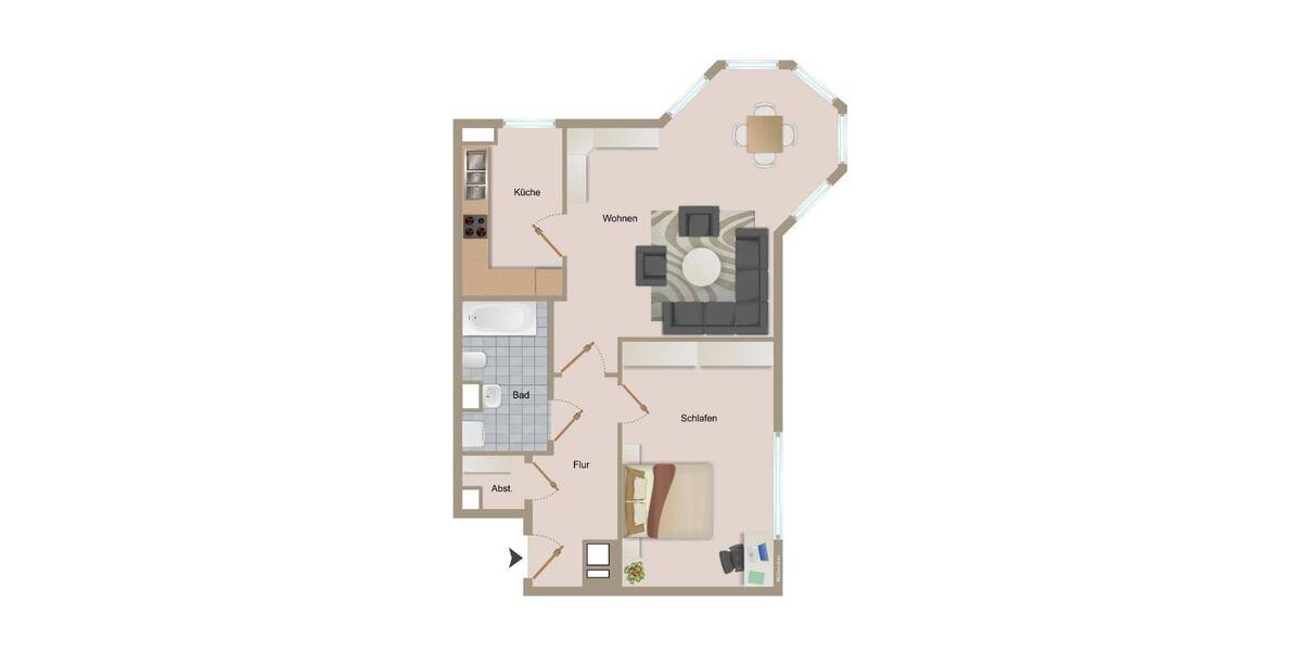 Etagenwohnung Frankfurt am Main Gutleutviertel - 2 Zimmer, 50 m&sup2;, 920&euro; | Angebot:26909286