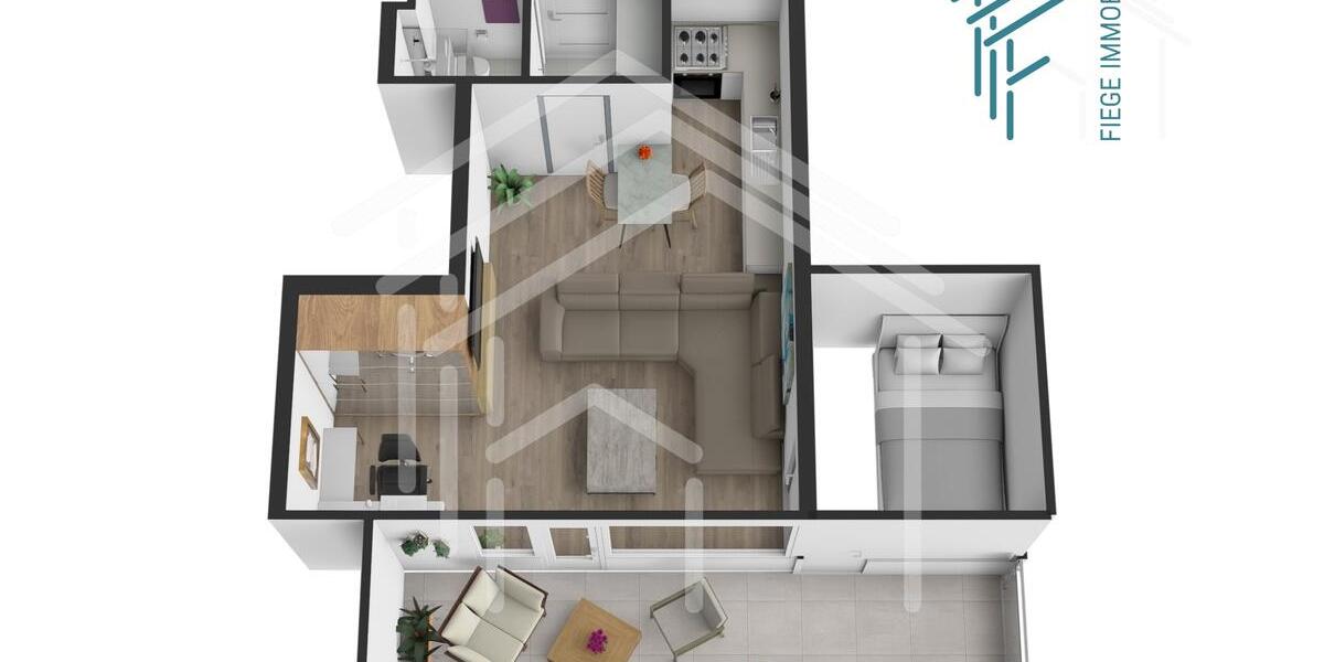 Renovierte 1,5 Zimmerwohnung mit Südbalkon und Feldblick in Maintal-Wachenbuchen 2 zimmer
