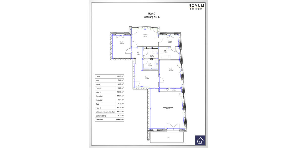 Etagenwohnung Eschborn - 4 Zimmer, 139 m&sup2;, 2.150&euro; | Angebot:26188180