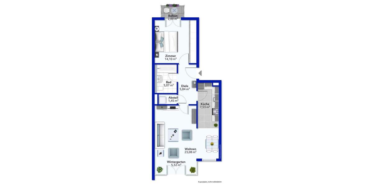 Etagenwohnung Frankfurt Dornbusch - 2 Zimmer, 63 m&sup2;, 349.000&euro; | Angebot:25686046