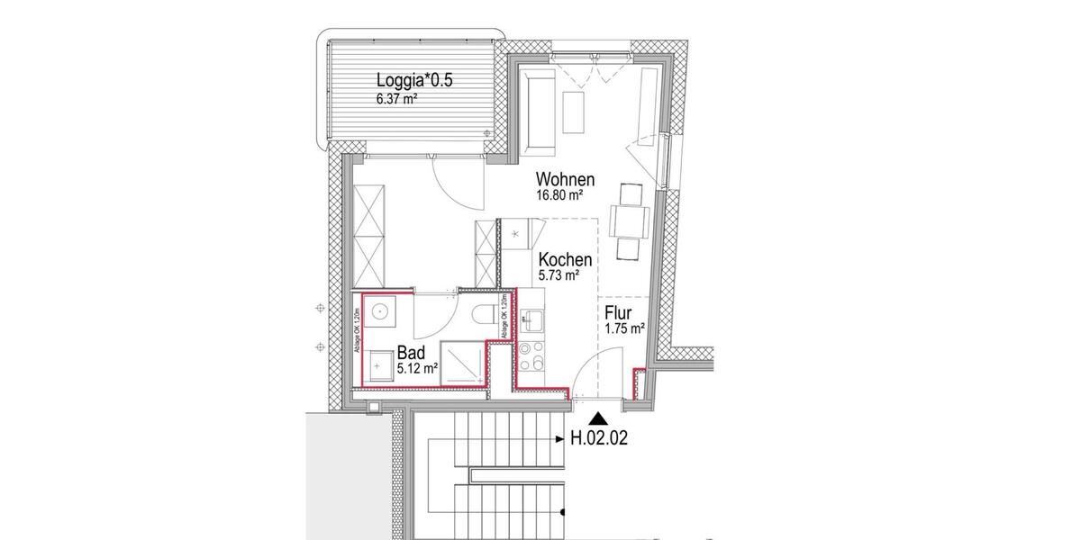 Etagenwohnung Frankfurt am Main Ginnheim - 1 Zimmer, 34 m&sup2;, 520&euro; | Angebot:26444423