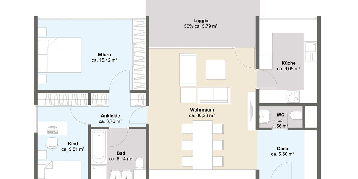 Etagenwohnung Kronberg im Taunus Schönberg - 3 Zimmer, 87 m&sup2;, 375.000&euro; | Angebot:26065566
