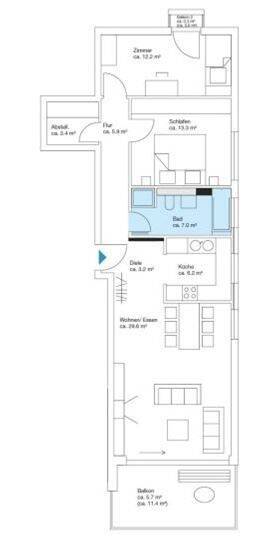Moderne 3-Zimmerwohnung mit Panorama Skylineblick, EBK, Kellerabteil und TG-Platz! 3 zimmer