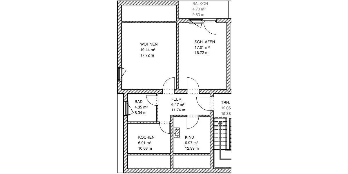 Dachgeschoßwohnung Wöllstadt - 2.5 Zimmer, 59 m&sup2;, 870&euro; | Angebot:26521824