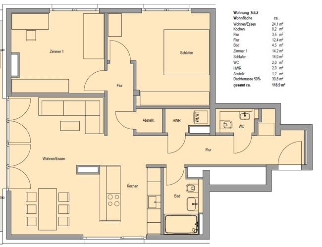 Etagenwohnung Frankfurt am Main Sachsenhausen - 3 Zimmer, 118 m&sup2;, 1.169.200&euro; | Angebot:20967766