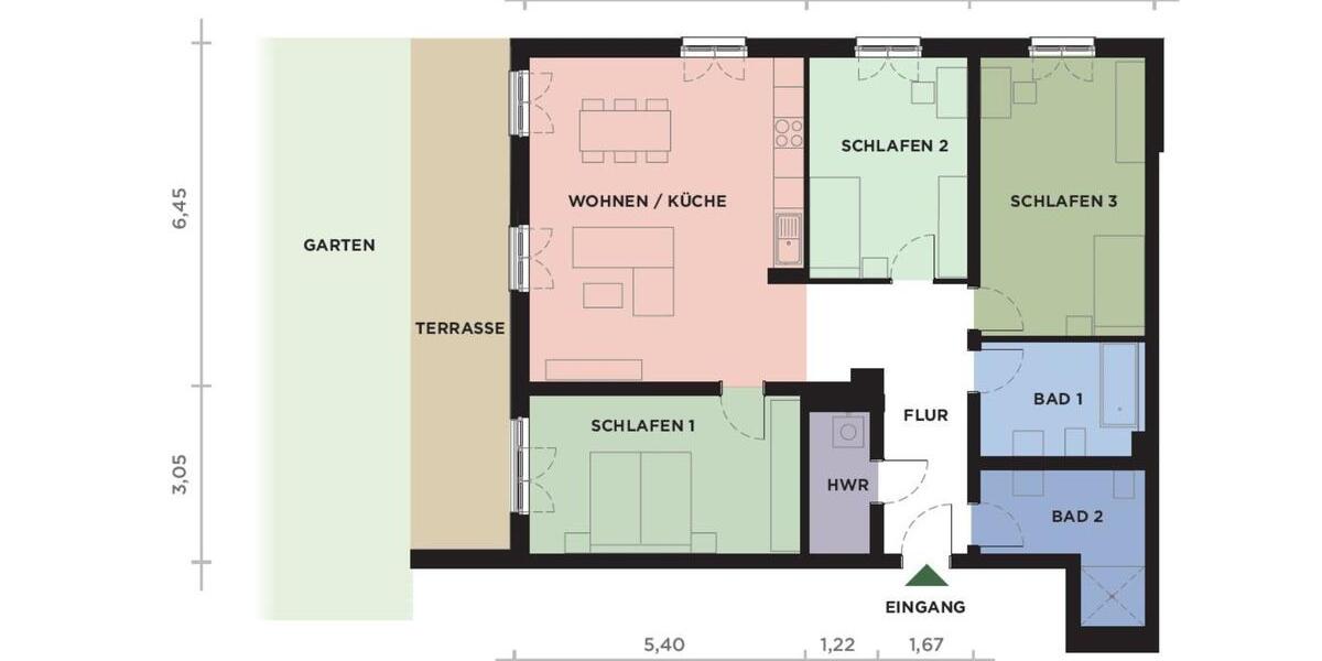 Neuwertige 4-Zimmer-Terrassenwohnung mit Garten&Parkblick Bj2020 4 zimmer