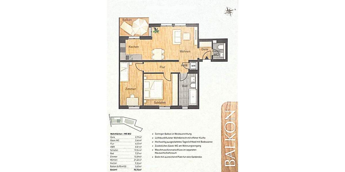 Etagenwohnung Frankfurt / Kalbach-Rieberg Kalbach - 3 Zimmer, 75 m&sup2;, 459.000&euro; | Angebot:25659215