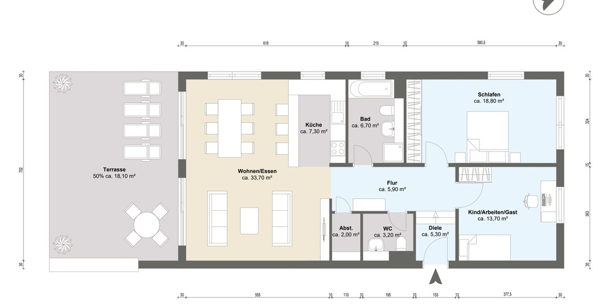 Terrassenwohnung Frankfurt am Main Kalbach-Riedberg - 3 Zimmer, 115 m&sup2;, 745.000&euro; | Angebot:25690860