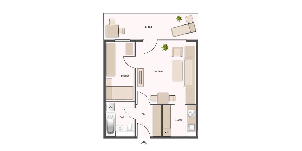 Etagenwohnung Darmstadt Kranichstein - 1 Zimmer, 44 m&sup2;, 450&euro; | Angebot:24138185