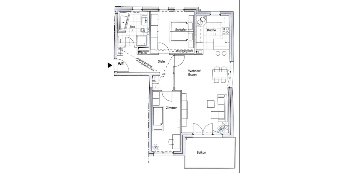 Komfortable Wohnung mit Balkon, Aufzug und Tiefgaragenstellplatz 3 zimmer