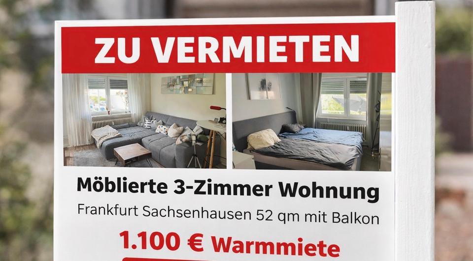 Erdgeschoßwohnung Frankfurt am Main Sachsenhausen Süd - 3 Zimmer, 52 m&sup2;, 1.100&euro; | Angebot:26381191